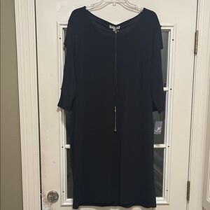 JM Collection Elegant Black Midi Dress